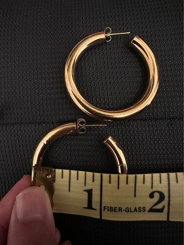Nominal Solid Chunky Gold Plated 40mm Hoop Earrings - photo 2