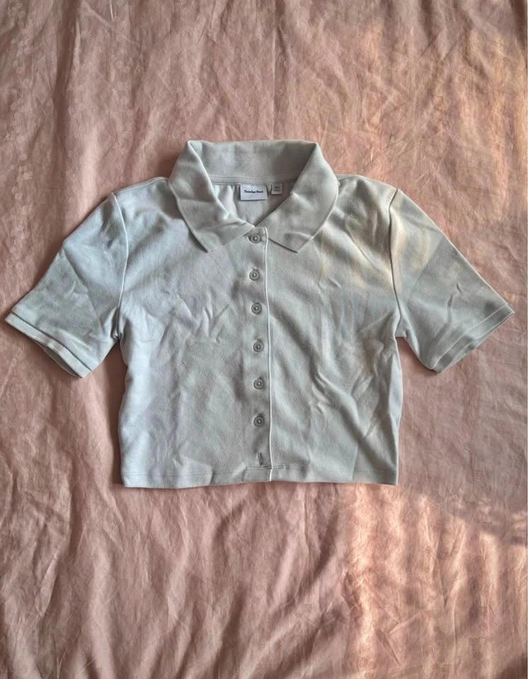 Aritzia Sunday xs Best Cropped Button up Audio Top
