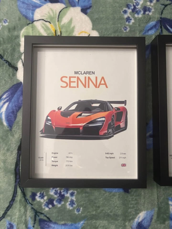 Set of 3 Framed Supercar Prints: McLaren, Ferrari, Audi - photo 2