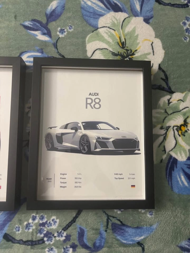 Set of 3 Framed Supercar Prints: McLaren, Ferrari, Audi - photo 4