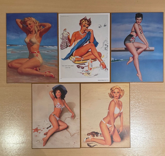 Vintage Pin-Up Art Prints - Set of 5