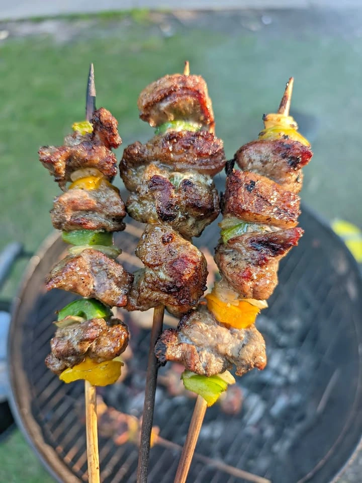 Cameroonian beef and pork brochettes