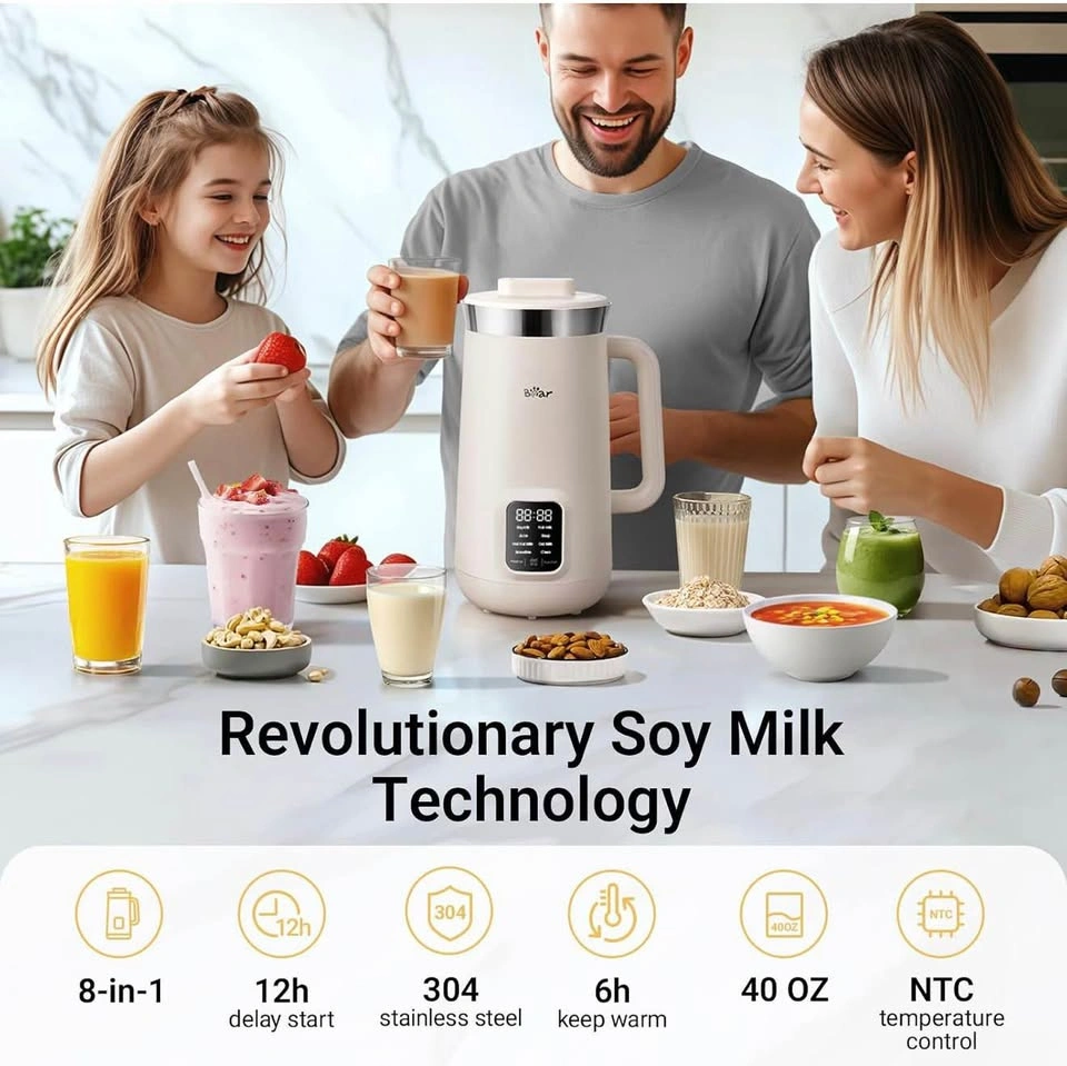 Bear 8-in-1 Nut Milk Maker, 40oz/1.2L Juicer Soy Milk Machine - photo 4