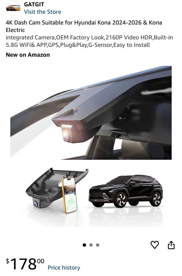 4K Dash Cam for Hyundai Kona & Kona Electric