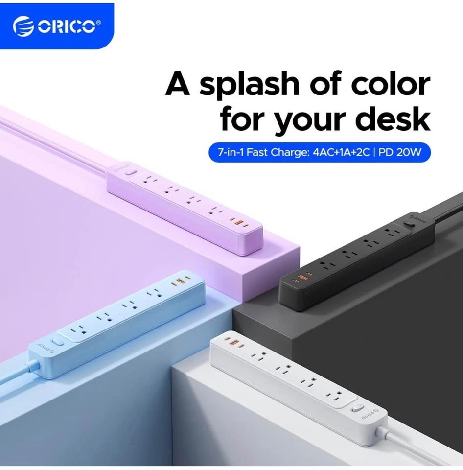 ORICO PD 20W GaN Power Strip, 7 in 1 Wall Mountable - photo 2