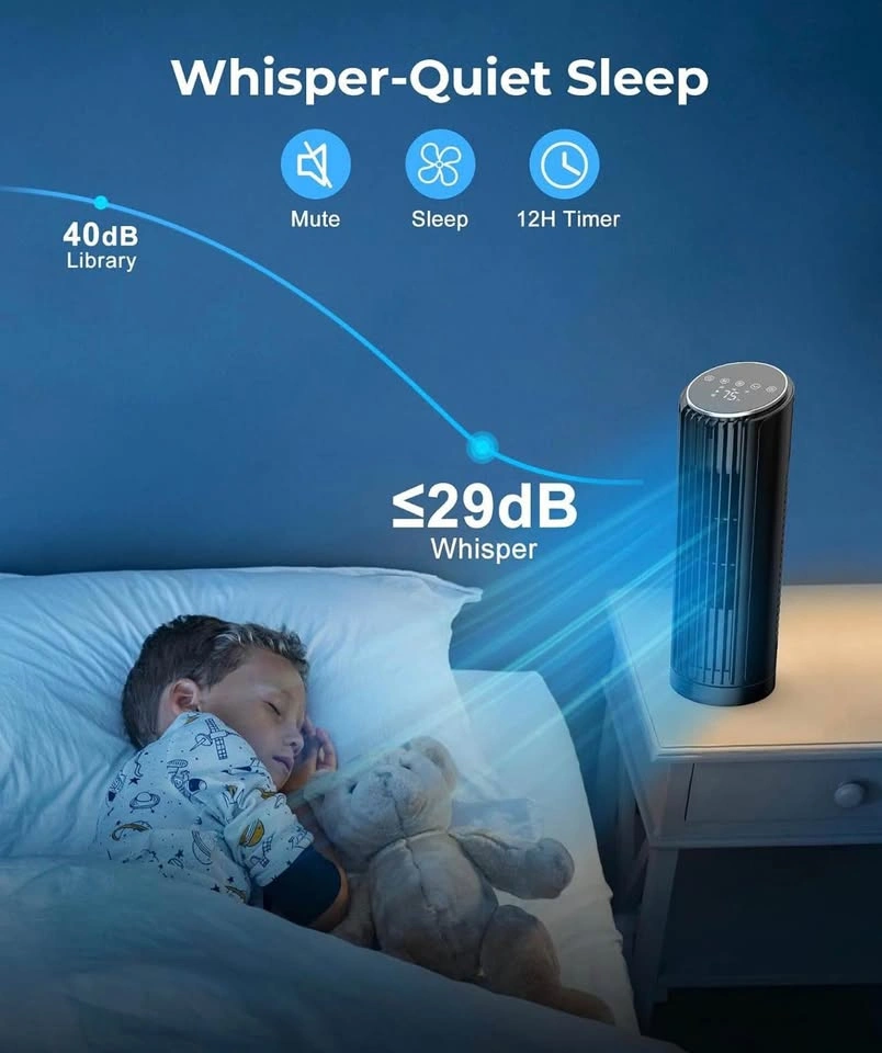 Tower Fan for Bedroom, 23ft/s Fans with Remote, 70° Oscillating - photo 5