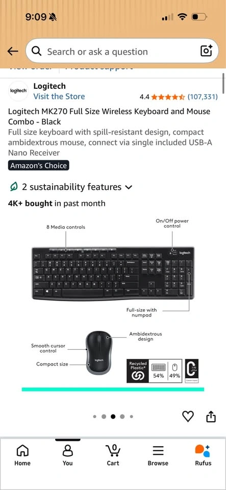 Logitech MK270 Wireless Keyboard and Mouse Combo - photo 2