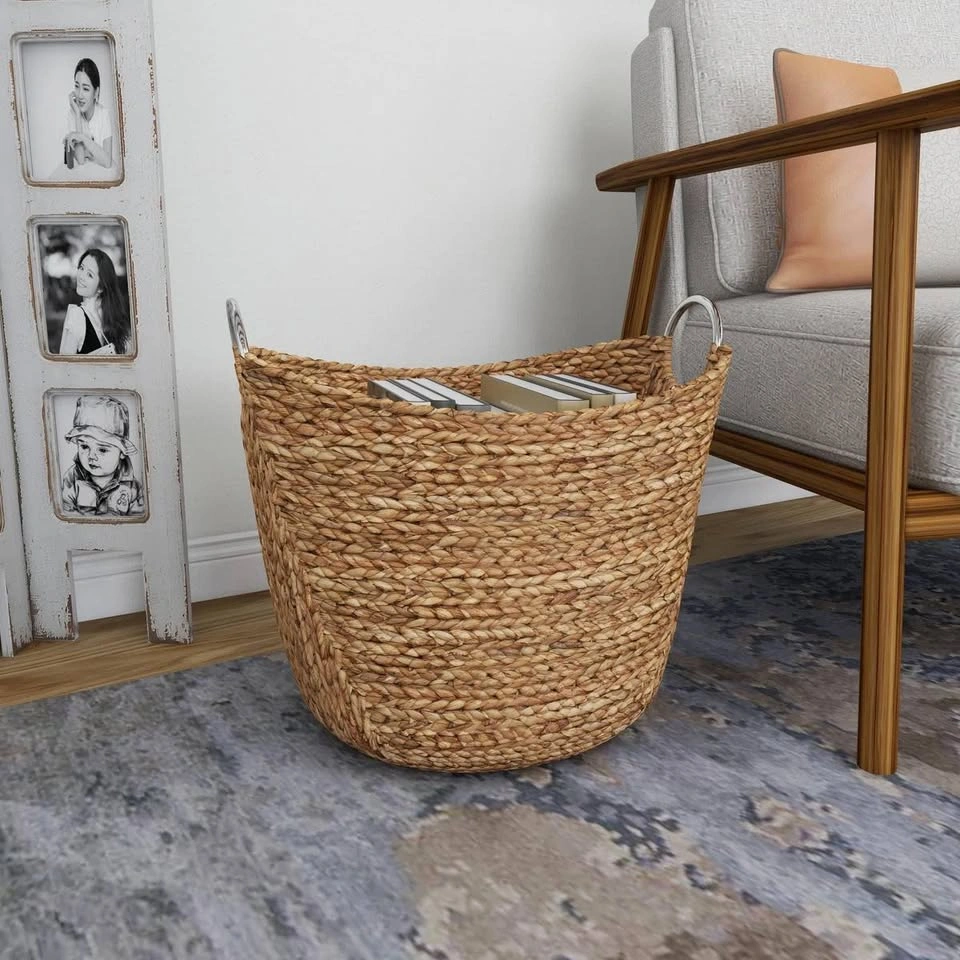 Milnor Seagrass Handmade Woven Storage Basket – Brown/Silver - photo 4
