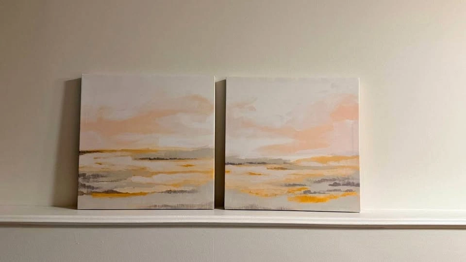 Sunrise Sky Abstraction Wrapped Canvas by June Erica Vess