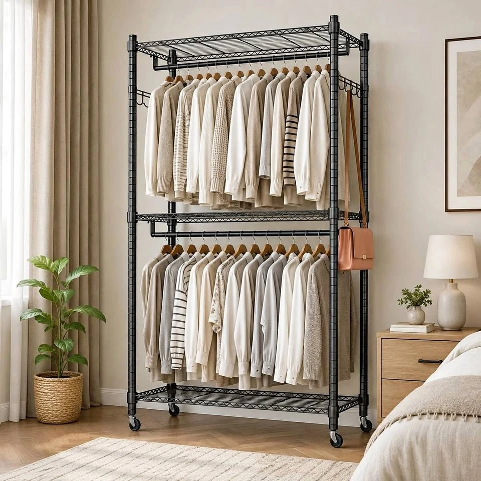 Kaylia 47.2” Rolling Clothes Rack – Black | Brand New in Box