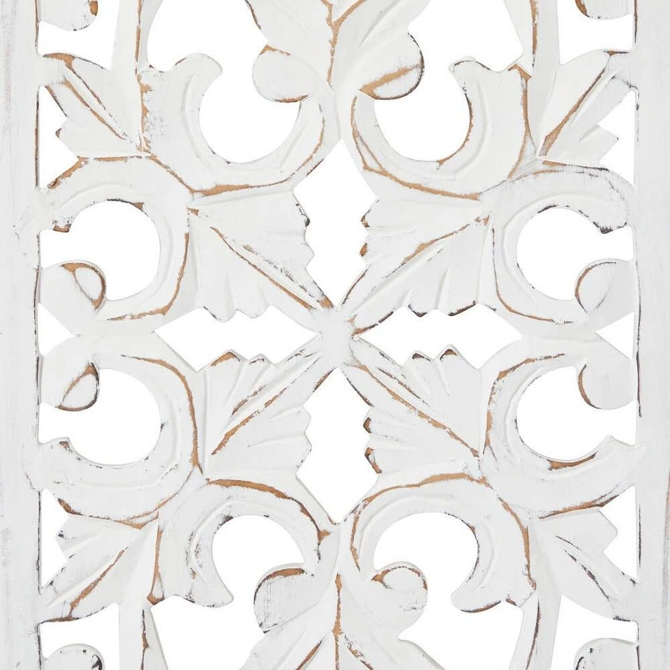 Wooden Handmade Intricately Carved Floral Wall Decor – Set of 3 - photo 4