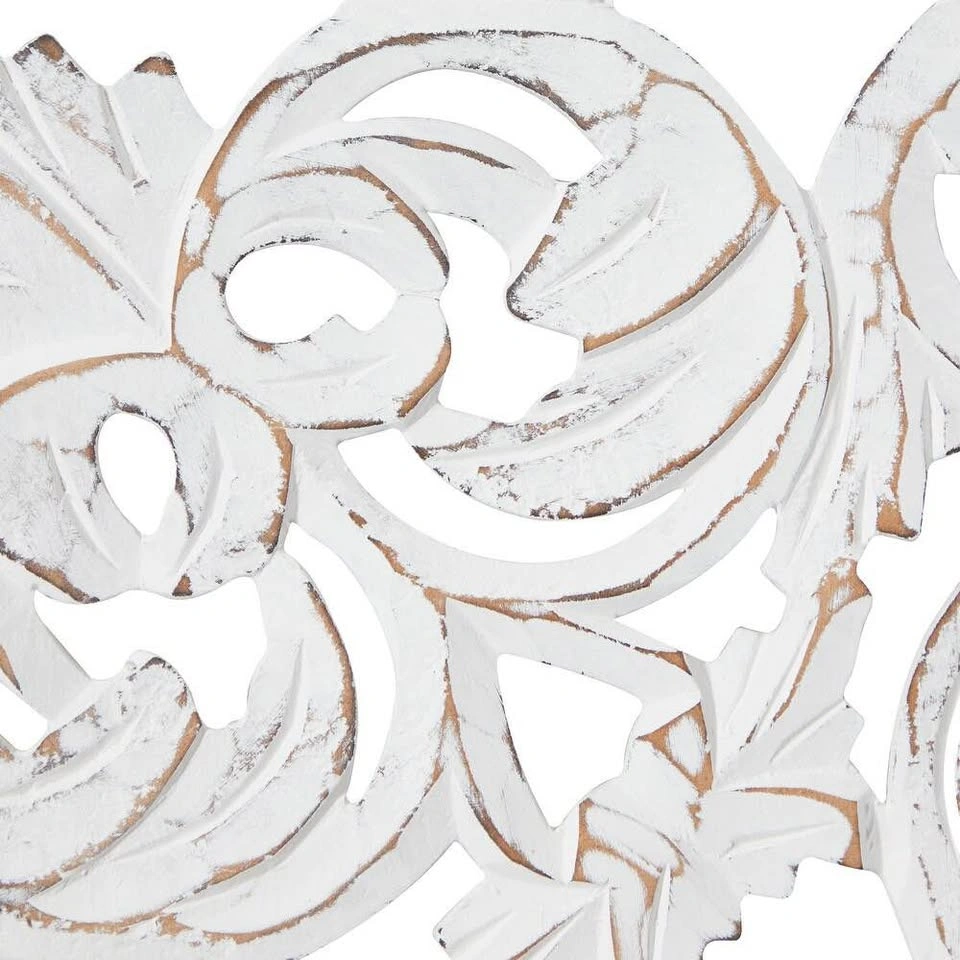 Wooden Handmade Intricately Carved Floral Wall Decor – Set of 3 - photo 5