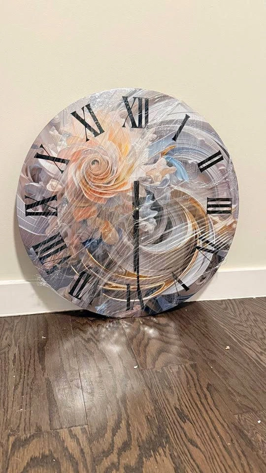 Cosmic Fractal Flowers Wall Clock - Medium