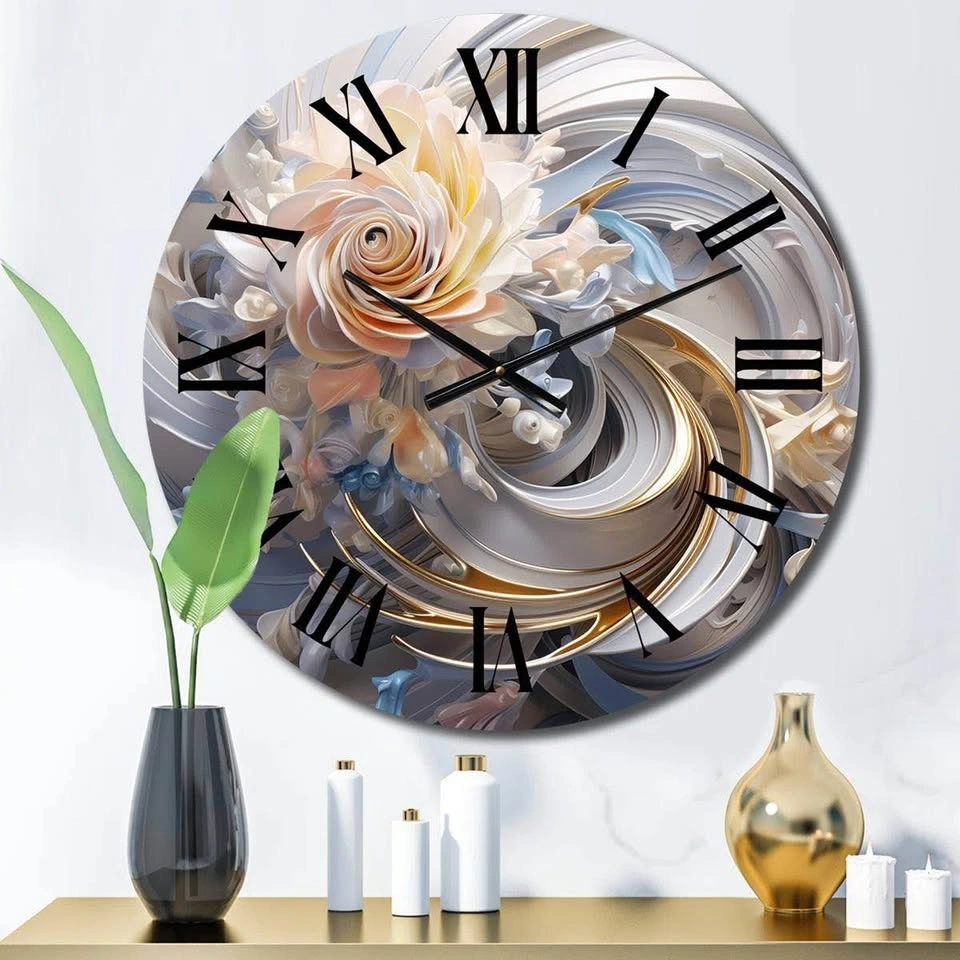 Cosmic Fractal Flowers Wall Clock - Medium - photo 2
