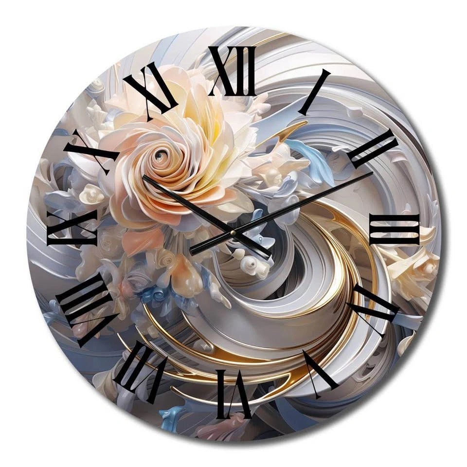 Cosmic Fractal Flowers Wall Clock - Medium - photo 3