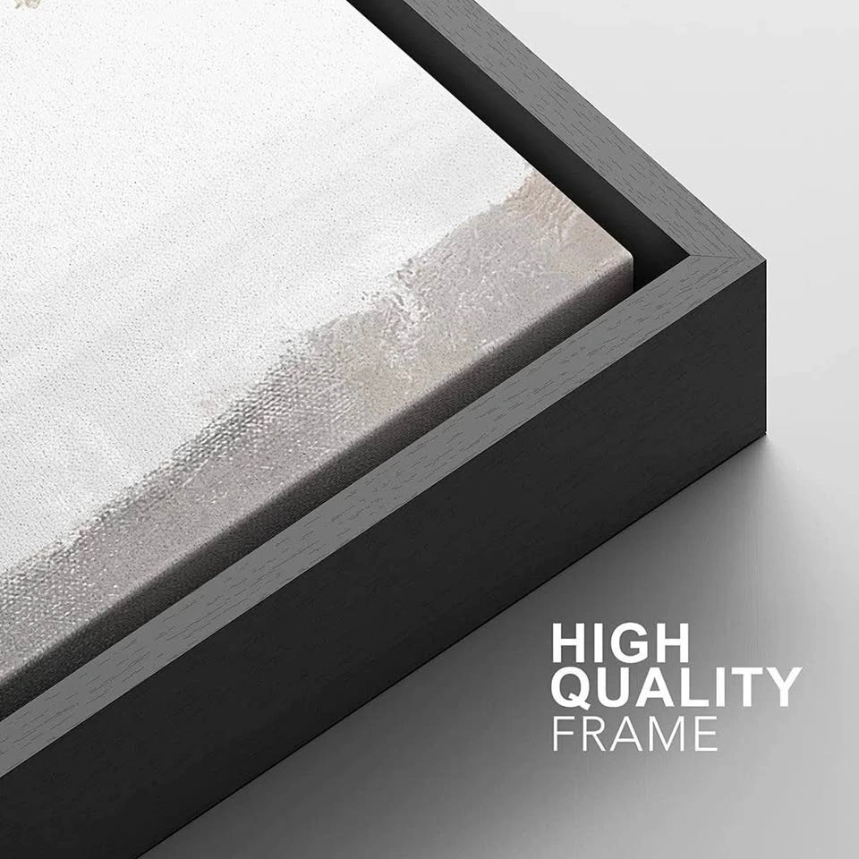 Framed Canvas Print Wall Art – Grey & Tan Abstract Landscape - photo 4
