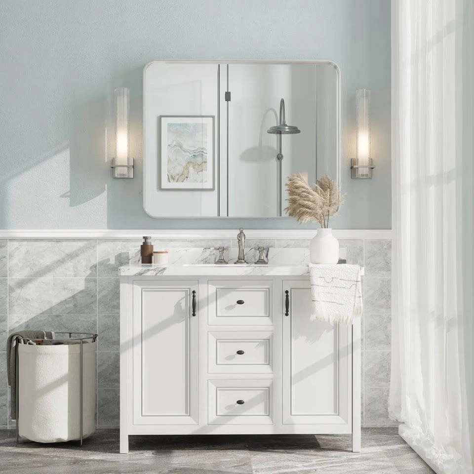Aevar 40” x 32” Silver Wall Mirror – Tempered Glass - photo 2