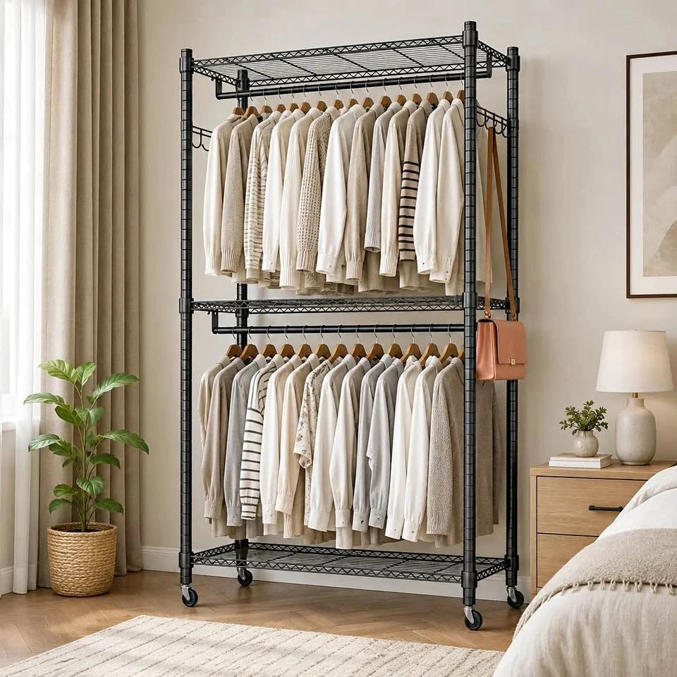 Kaylia 47.2” Rolling Clothes Rack – Black | Brand New in Box