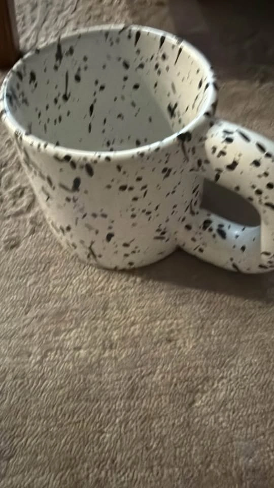 Ceramic Black and White Splatter Mug with Chunky Handle - photo 4