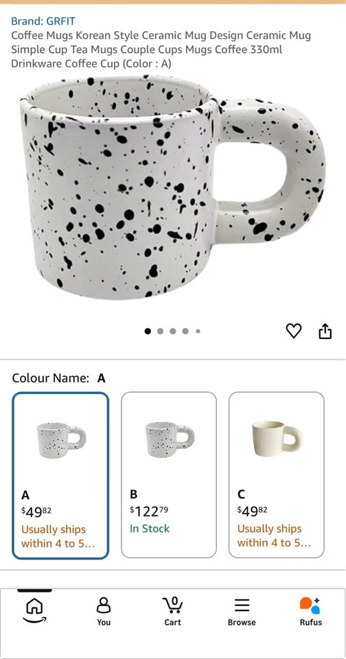 Ceramic Black and White Splatter Mug with Chunky Handle - photo 5