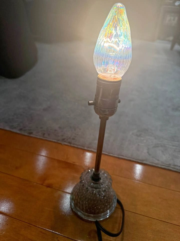 Vintage Hobnail Glass Table Lamp