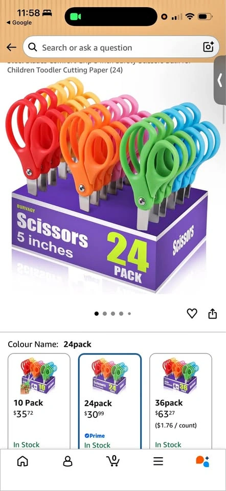 Burvagy 24 Pack 5-Inch Safety Scissors