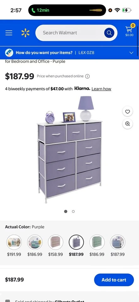 Purple 9-Drawer Fabric Dresser