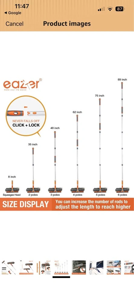 eazer 89" Squeegee Window Cleaner 2 in 1 - photo 4