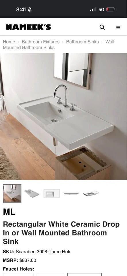 Scarabeo ML Rectangular White Ceramic Sink