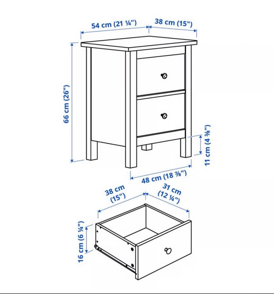 IKEA HEMNES 2-Drawer Nightstand - photo 2
