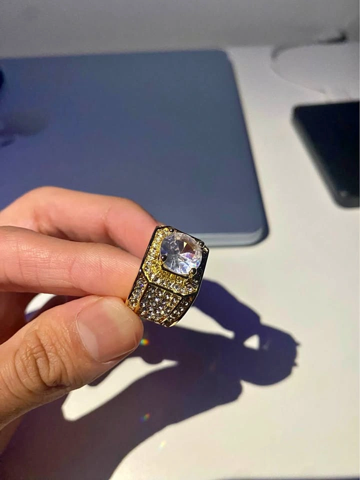 Gold Diamond iced Ring