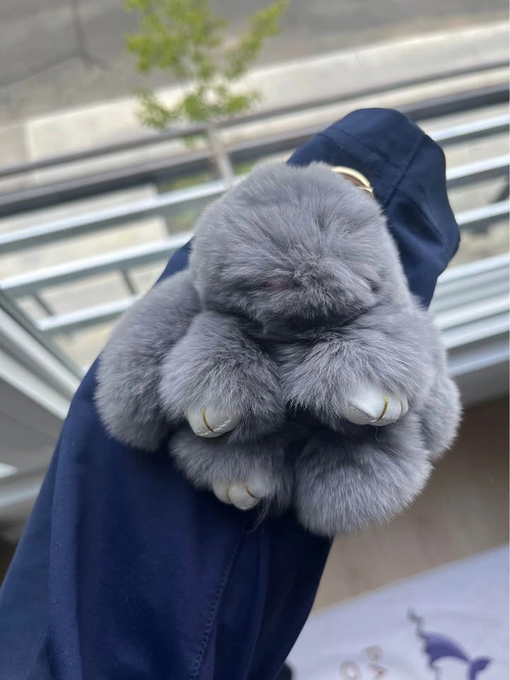 Dark/Light Grey Soft Bunny Keychain - photo 4
