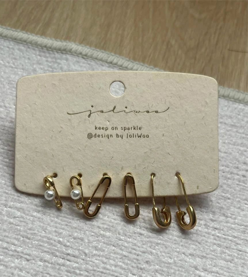Set of Gold Paperclip Earrings