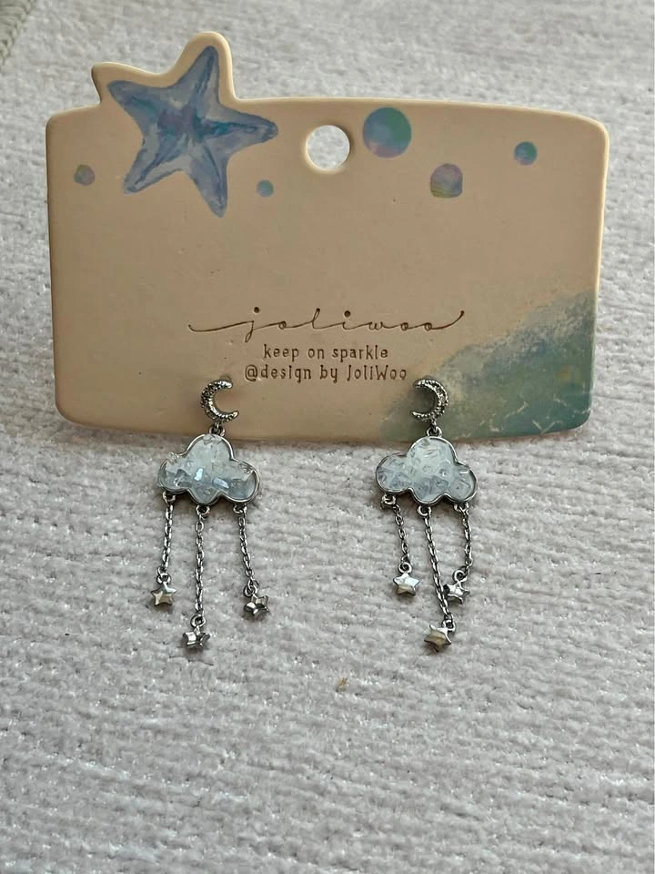 Silver rain cloud earrings