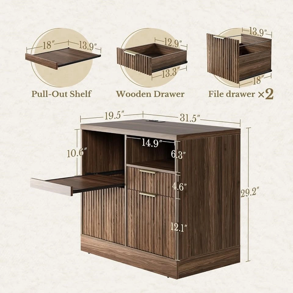 3-Drawer Wood File Cabinet - photo 4