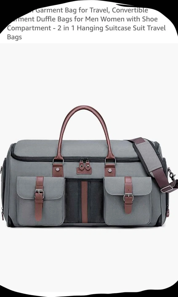 VESSGRA Garment Bag for Travel, Convertible Garment Duffle Bag - photo 2