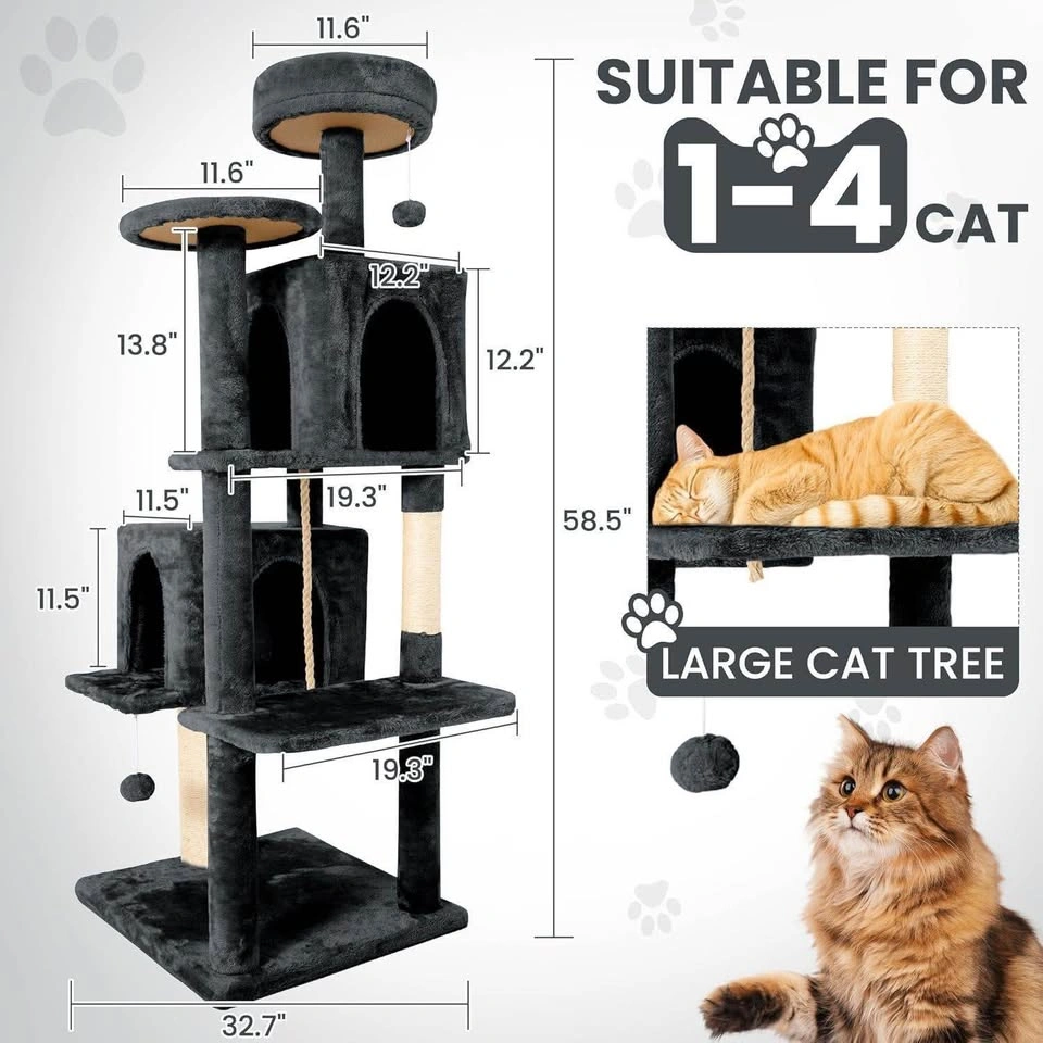 NEW-58.5inch Large Cat Tree Tower- Scratching Post - photo 2