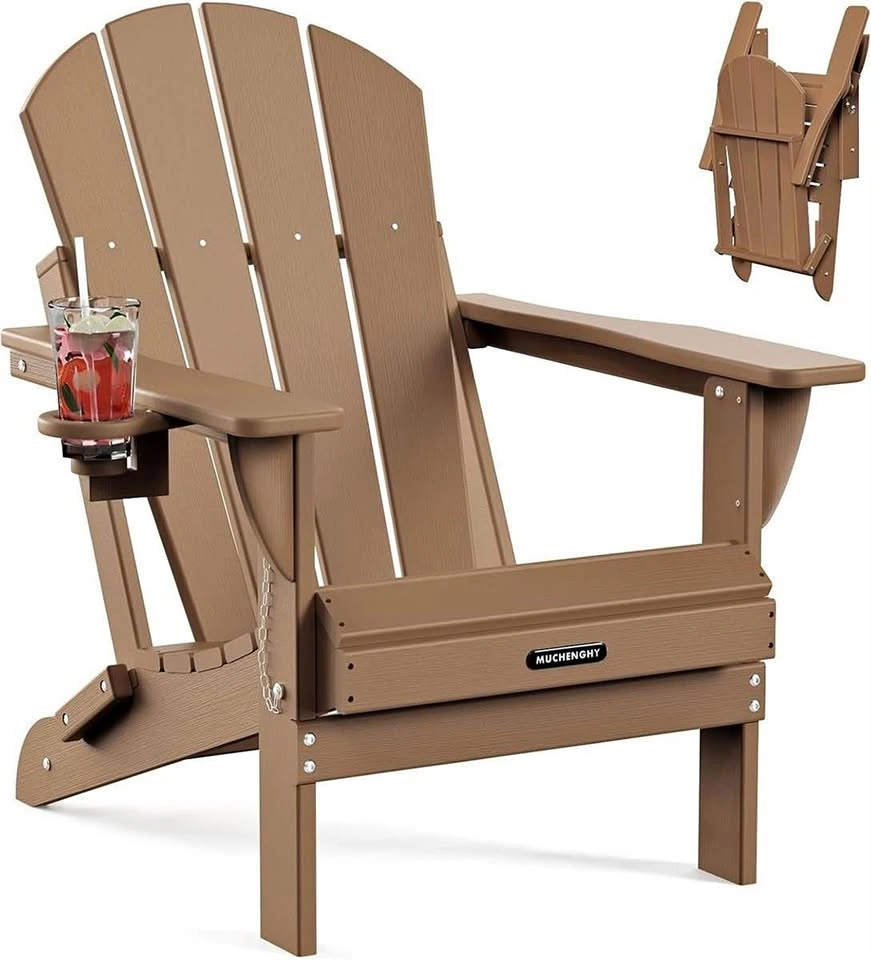 NEW-Folding HDPE Adirondack Weather Resistant Chair