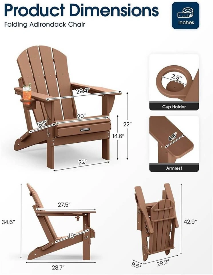 NEW-Folding HDPE Adirondack Weather Resistant Chair - photo 2