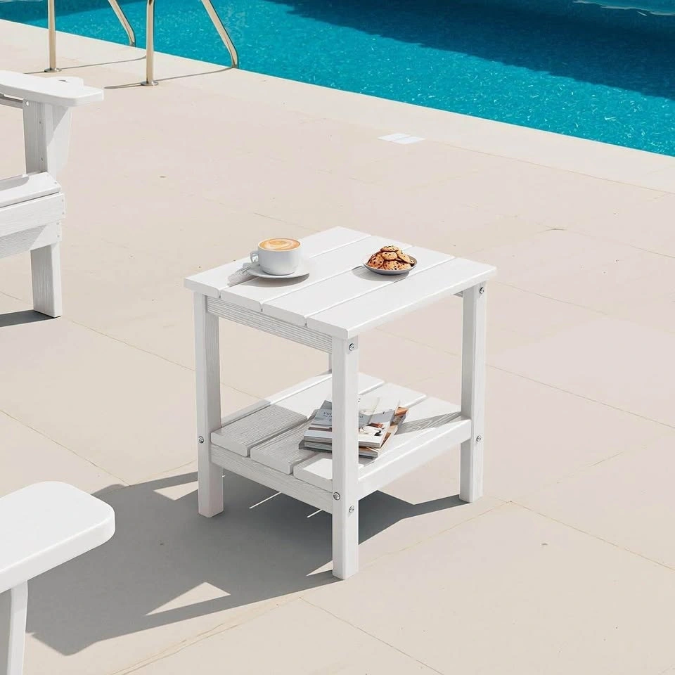 NEW-2-Tier HDPE Outdoor Weatherproof Adirondack Side Table