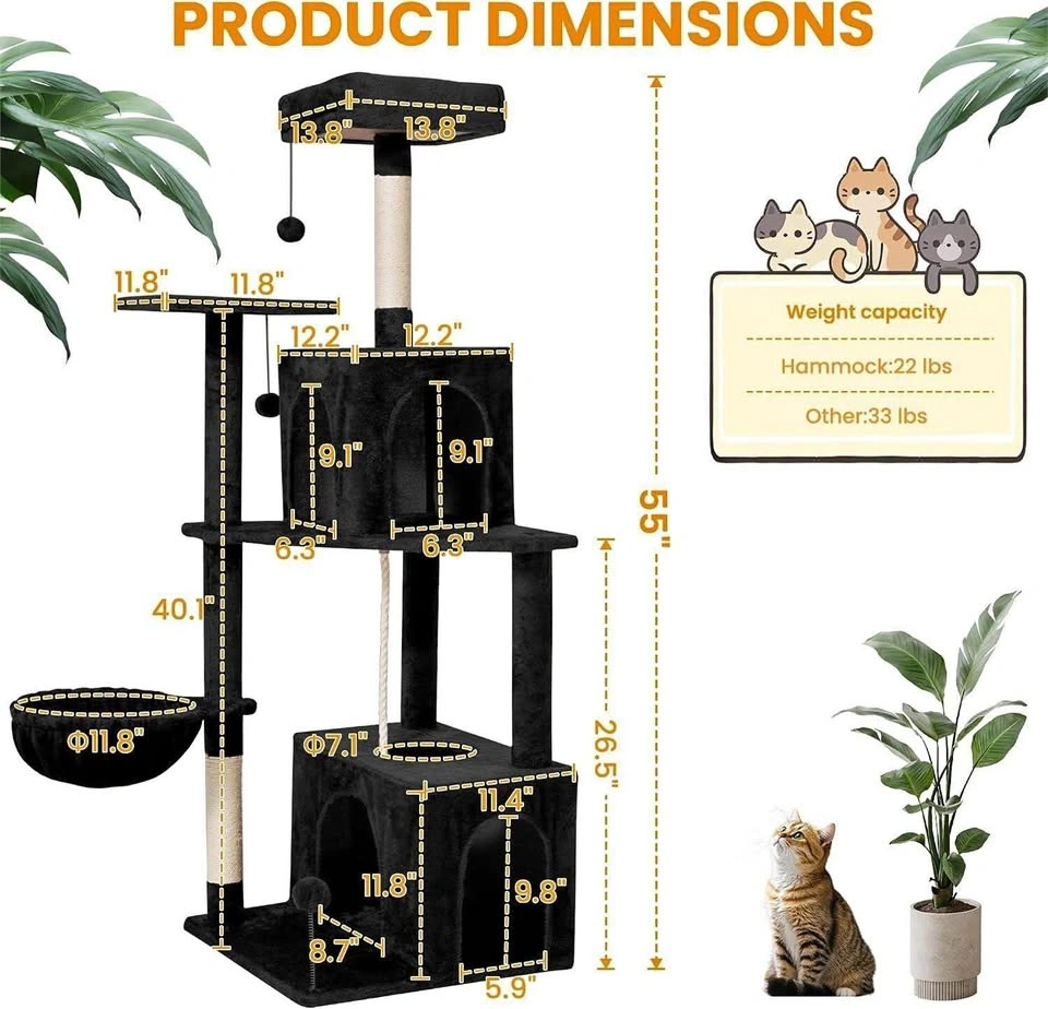New-Multi layer Plush Cat Tree & Condo with Scratching Post