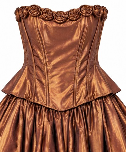 Vintage Venessa Stevens 90s Strapless Ball Gown Copper Bronze - photo 2