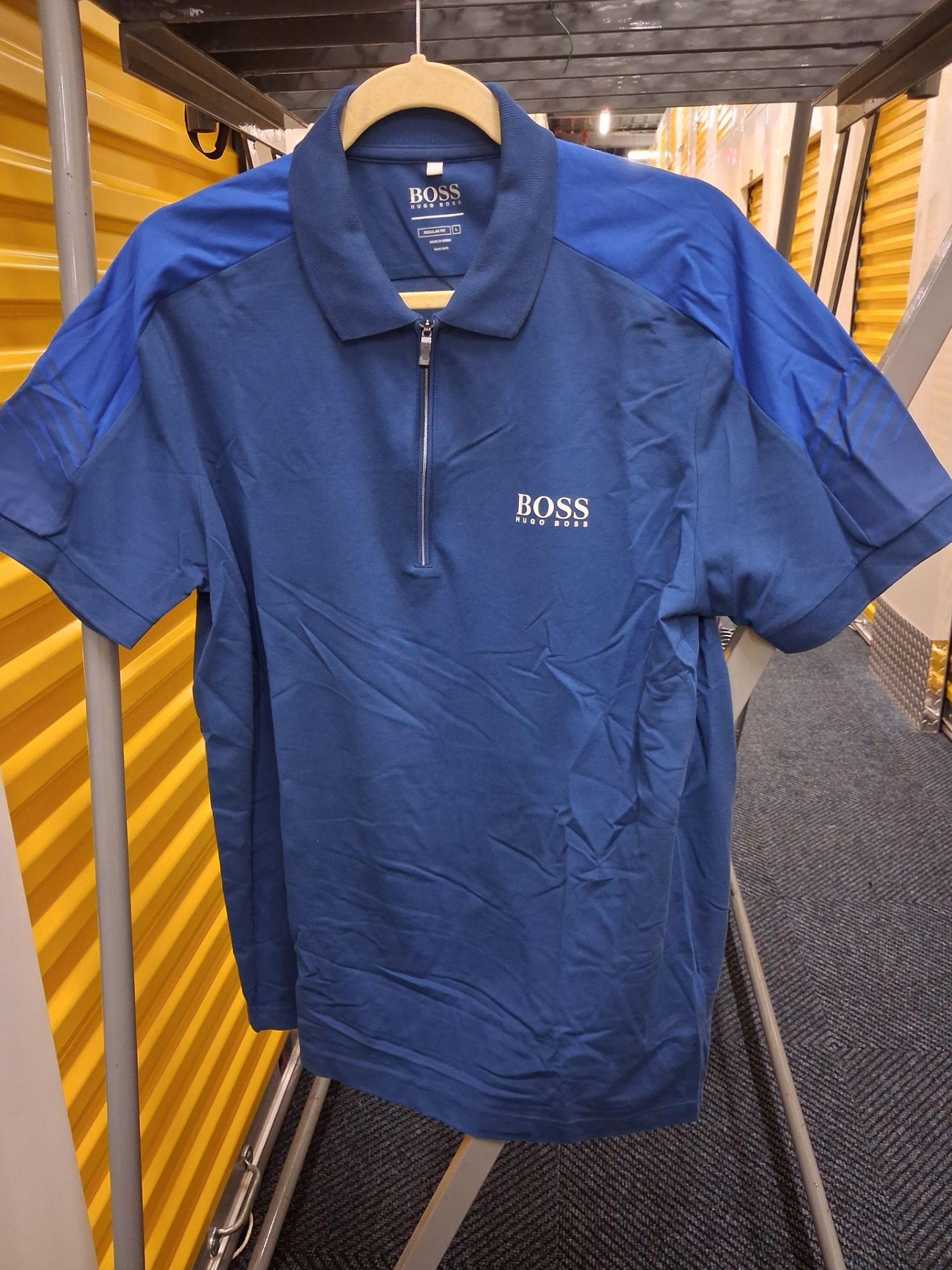 Hugo Boss Men's Blue Quarter-Zip Polo Shirt