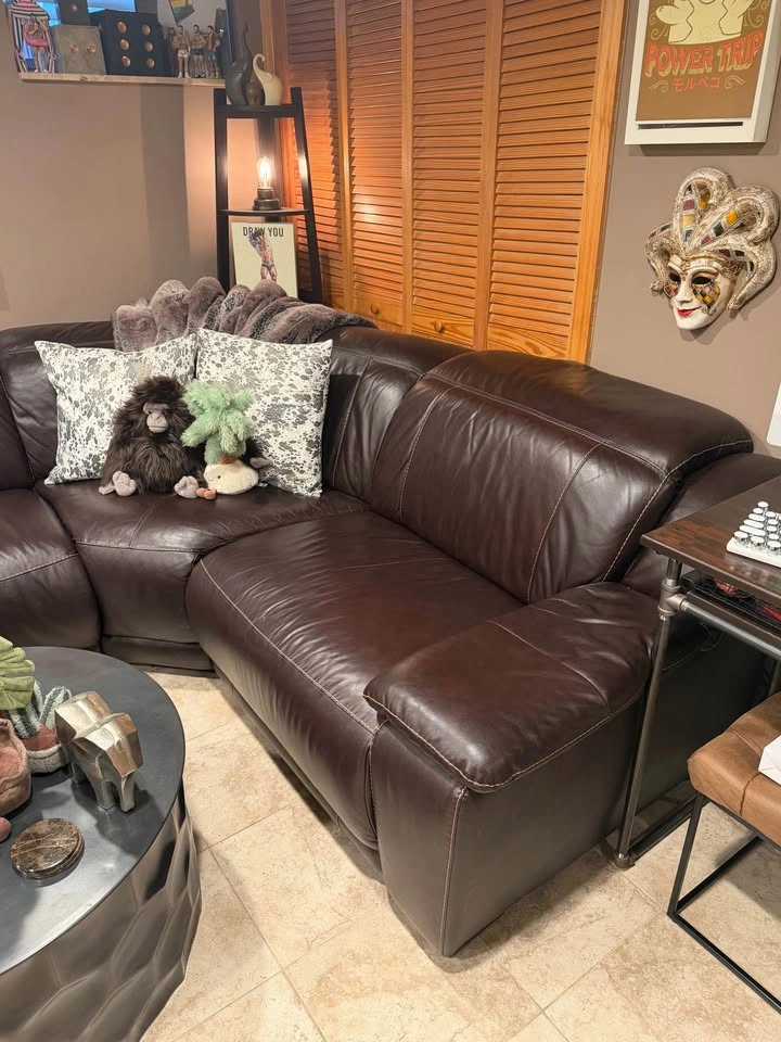 Dark Brown Leather Corner Reclining Sectional Sofa - photo 3