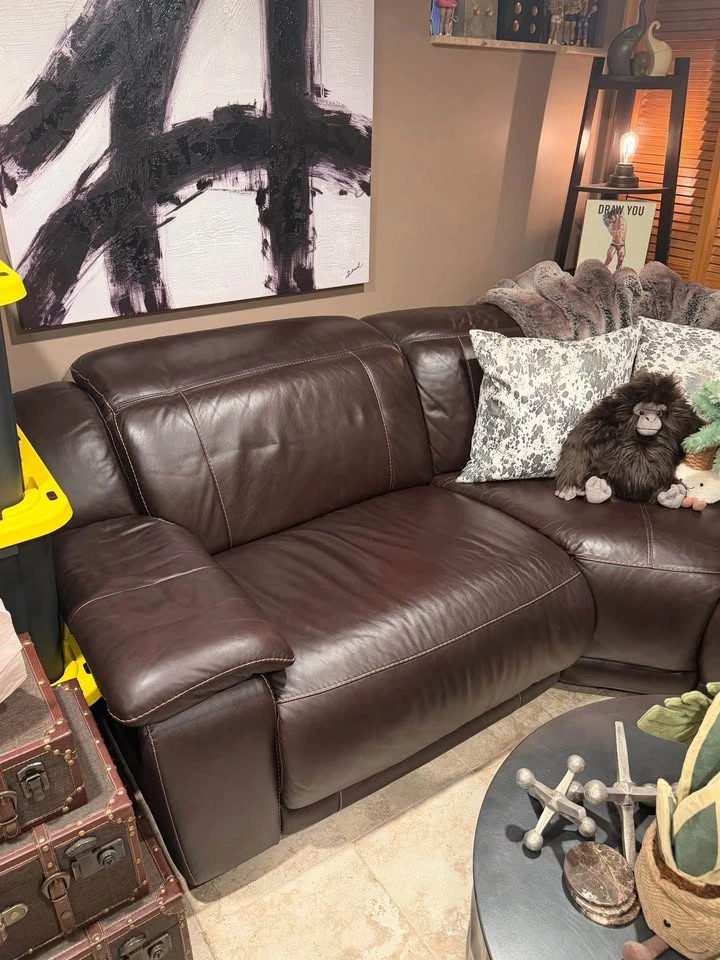 Dark Brown Leather Corner Reclining Sectional Sofa - photo 4