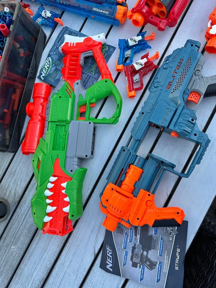 Nerf Guns, Ammo, Nike Bag and Case