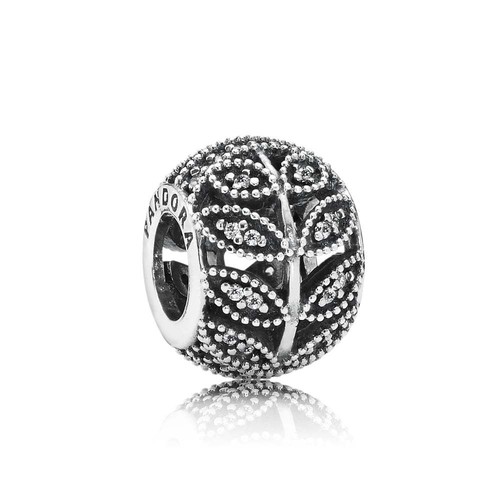 Authentic Pandora Sparkling Leaves, Clear CZ Charm 791380CZ