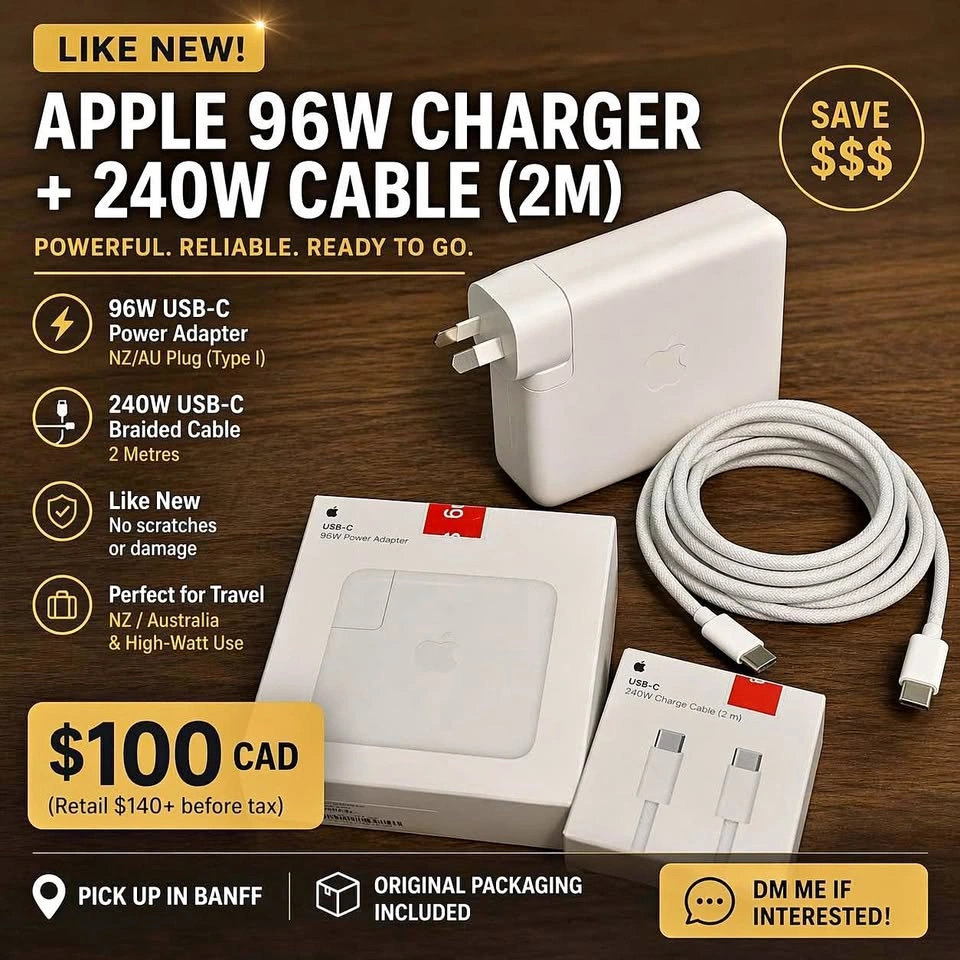 [Like New] Apple 96W USB-C Power Adapter + 240W USB-C Cable (2m)