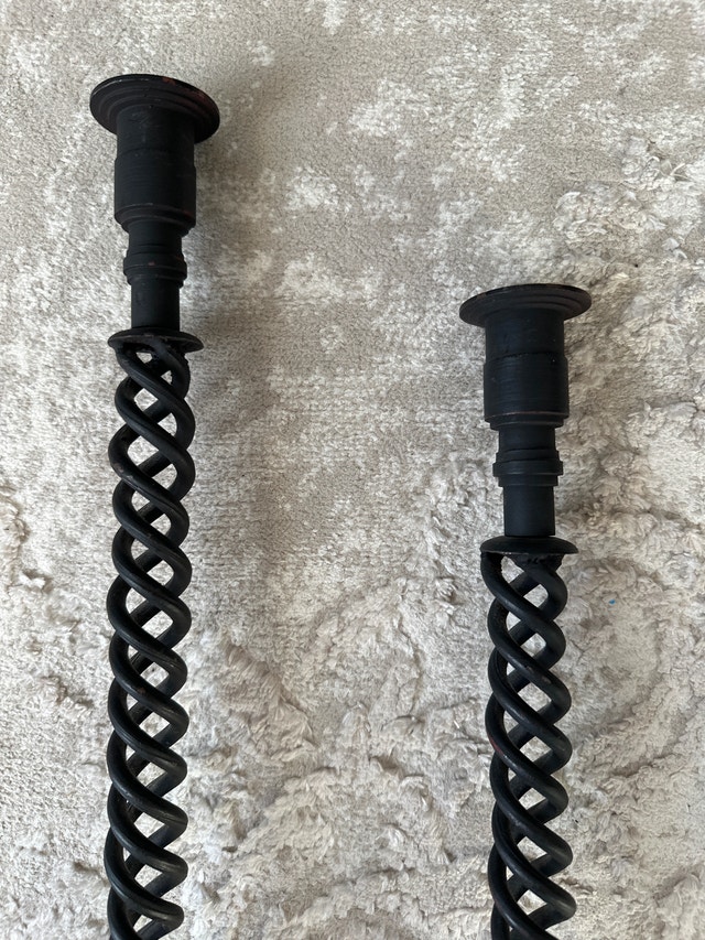 Pair of VTG large iron open barley twist candle holders. 25, 22” - photo 3