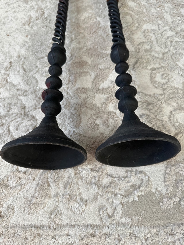 Pair of VTG large iron open barley twist candle holders. 25, 22” - photo 5